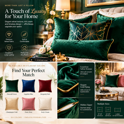 Amorelle® Luxury Velvet Decorative Pillow — Elevate Your Home with Timeless Elegance